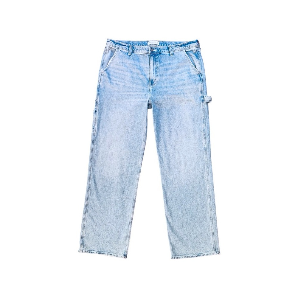 A&F 90s Relaxed Carpenter Jeans Women’s‎ 18 Long High Rise Light Wash Utility